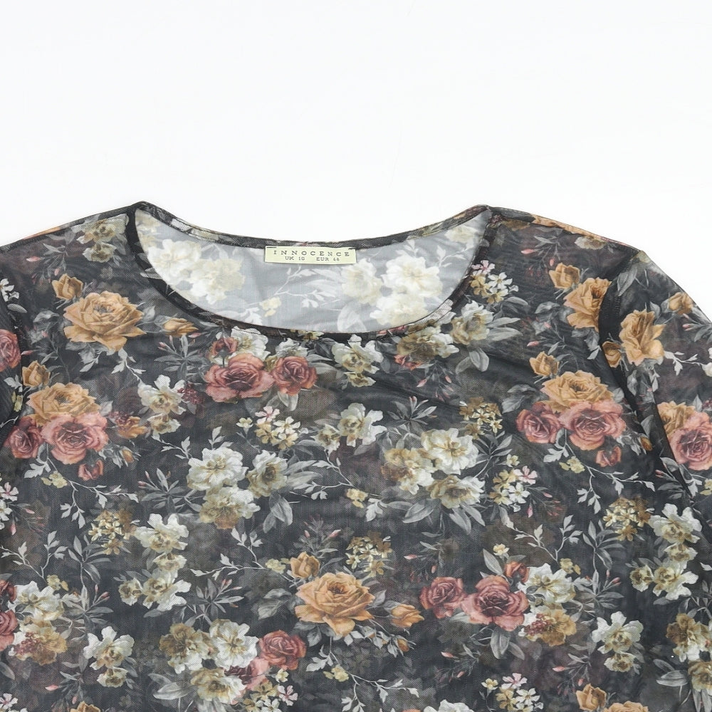 Innocence Womens Multicoloured Floral Polyester Basic Blouse Size 16 Round Neck