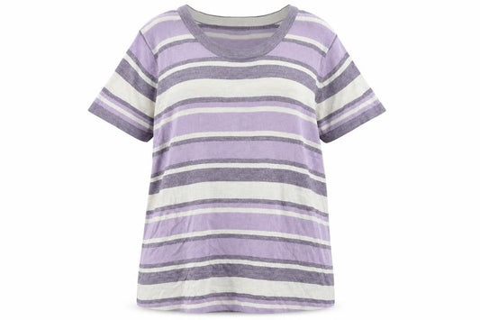Marks & Spencer Womens Purple Round Neck Striped Acrylic Pullover Jumper Size 20