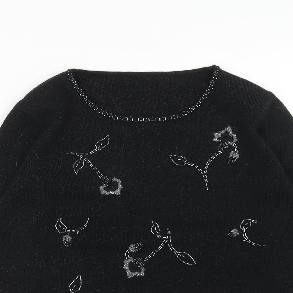 Marks and Spencer Womens Black Roll Neck Acrylic Pullover Jumper Size 10