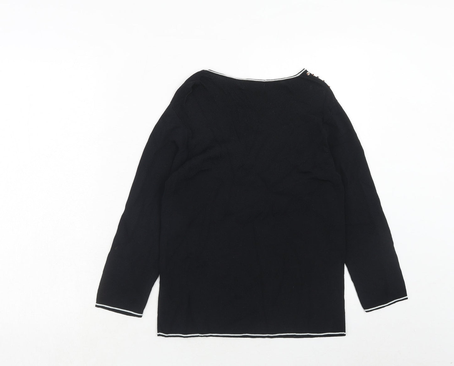 Eternal Womens Black Round Neck Viscose Pullover Jumper Size 10