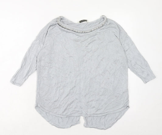 Oasis Womens Blue Boat Neck Viscose Pullover Jumper Size M