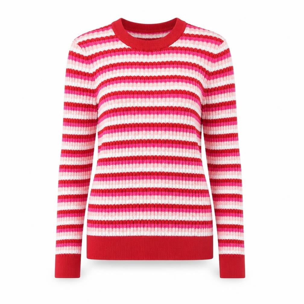 Warehouse Womens Multicoloured Round Neck Striped Viscose Pullover Jumper Size 16