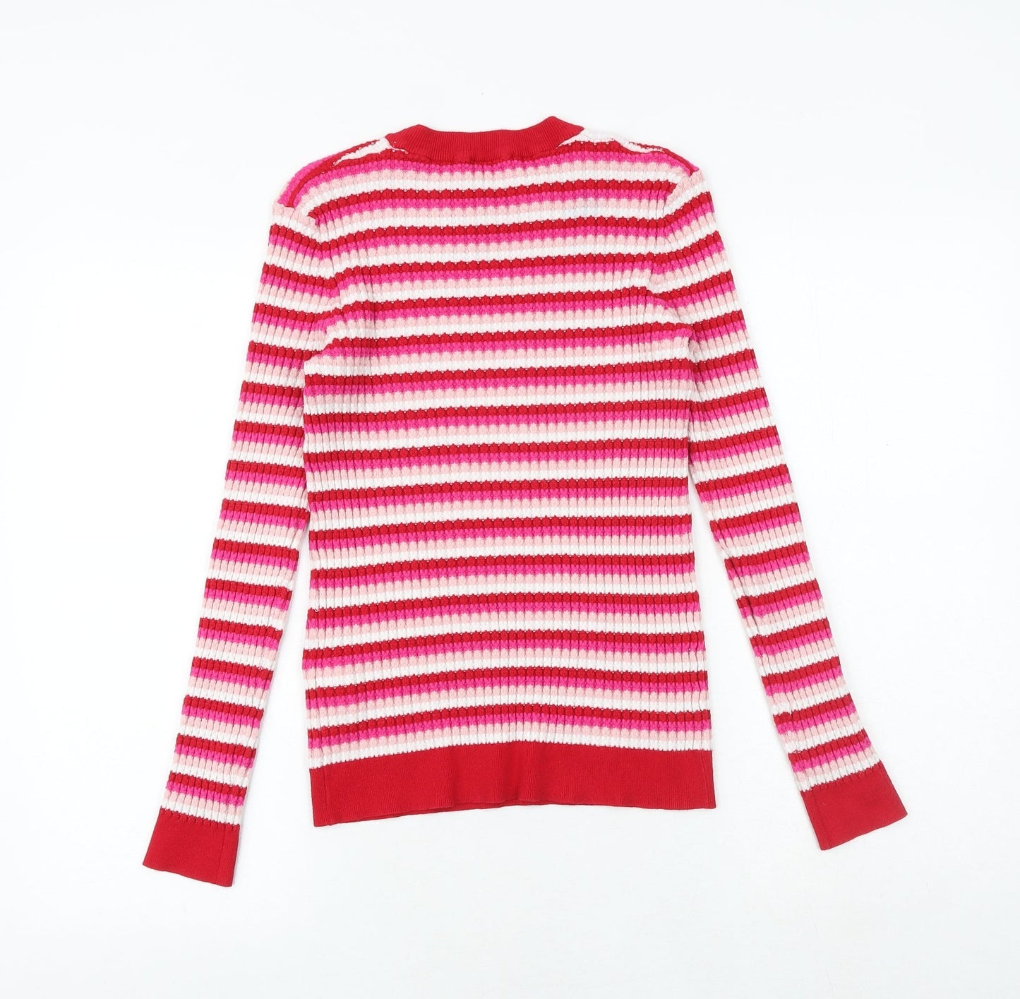 Warehouse Womens Multicoloured Round Neck Striped Viscose Pullover Jumper Size 16