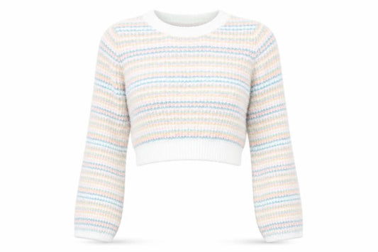 PRETTYLITTLETHING Womens Multicoloured Round Neck Striped Acrylic Pullover Jumper Size M