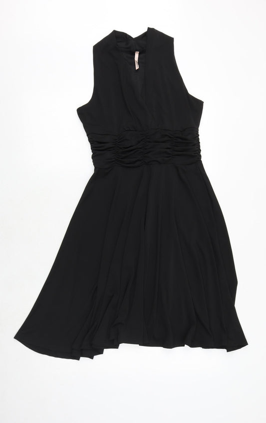 Sweewe Womens Black Polyester Fit & Flare Size M V-Neck Pullover