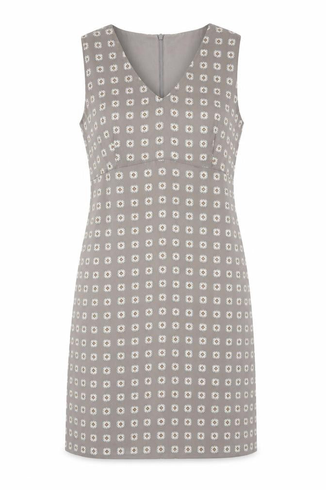 NEXT Womens Grey Floral Polyester Shift Size 12 V-Neck Zip