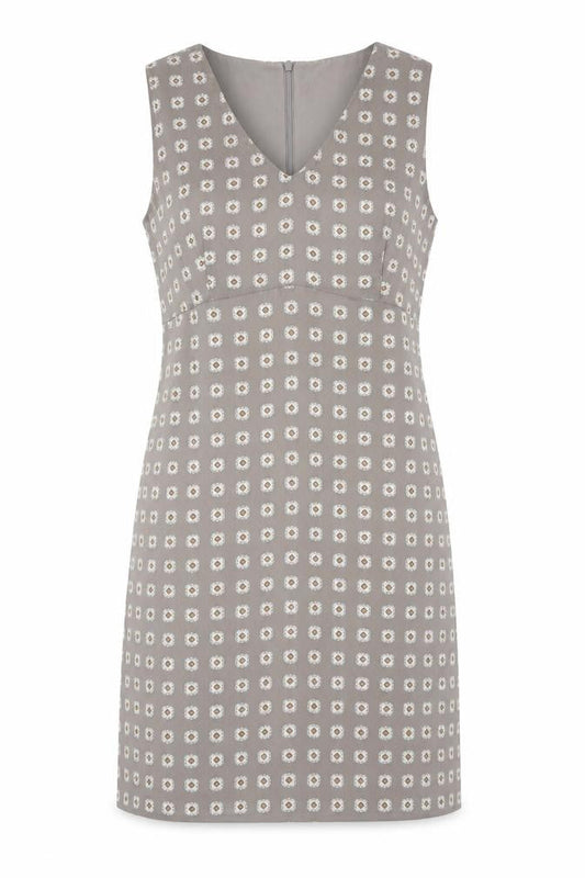 Next Womens Grey Floral Polyester Shift Size 12 V-Neck Zip