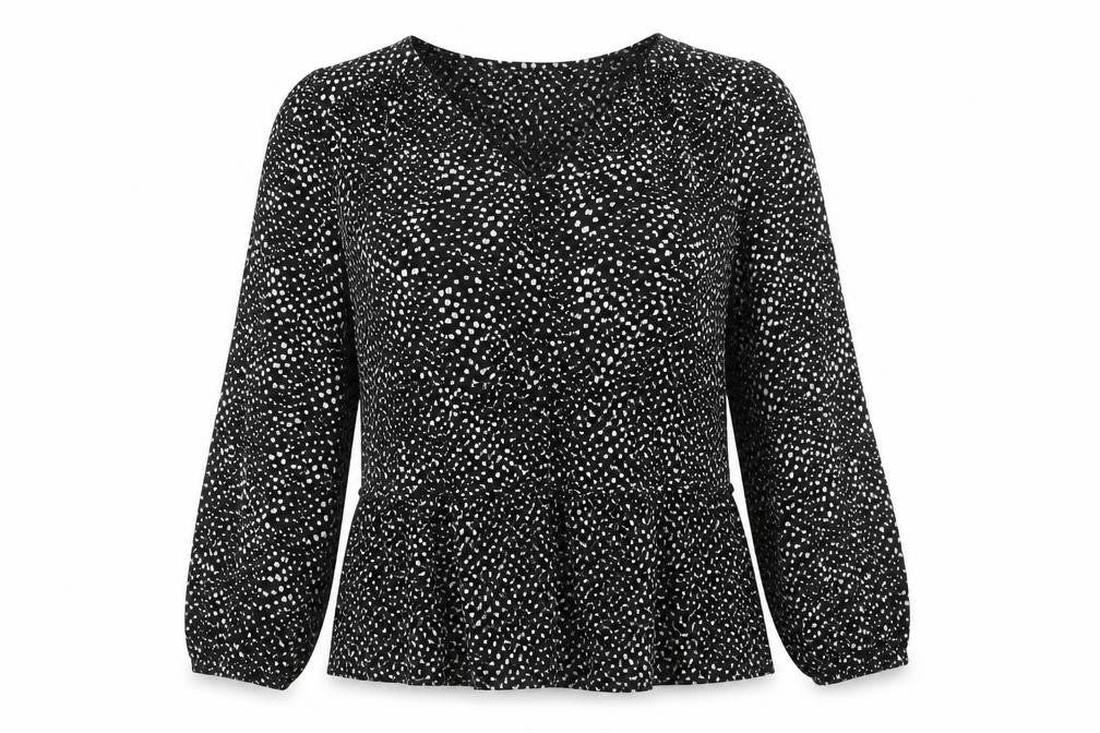 Per Una Womens Black Geometric Viscose Basic Blouse Size 12 V-Neck
