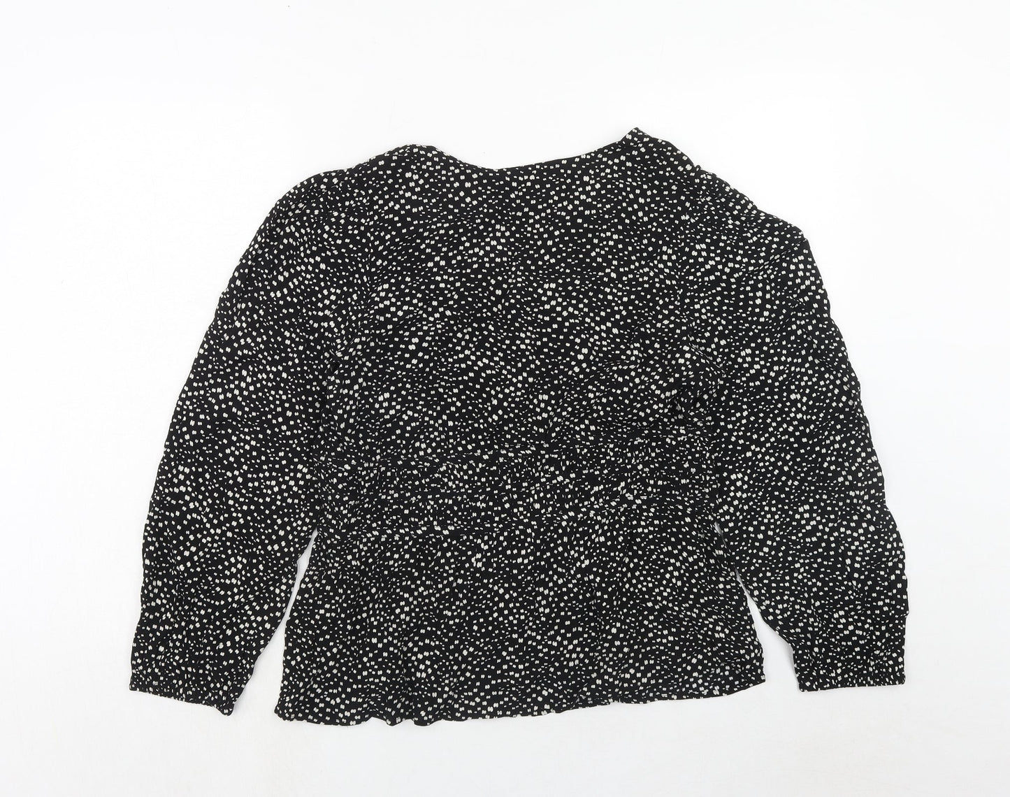 Per Una Womens Black Geometric Viscose Basic Blouse Size 12 V-Neck