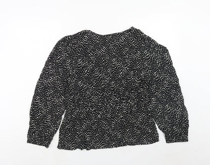 Per Una Womens Black Geometric Viscose Basic Blouse Size 12 V-Neck