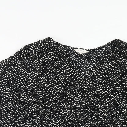 Per Una Womens Black Geometric Viscose Basic Blouse Size 12 V-Neck
