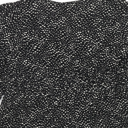 Per Una Womens Black Geometric Viscose Basic Blouse Size 12 V-Neck