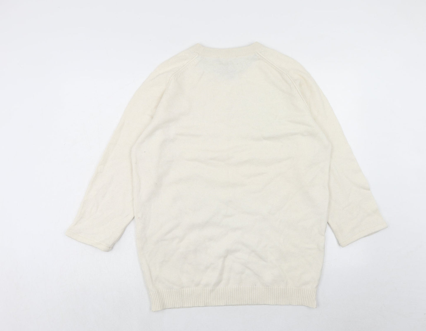 Roundtree & Yorke Womens Ivory Round Neck Wool Pullover Jumper Size XL