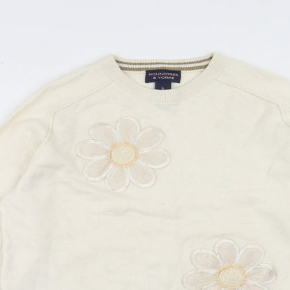 Roundtree & Yorke Womens Ivory Round Neck Wool Pullover Jumper Size XL