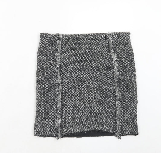 Maria Bellentani Womens Grey Geometric Acrylic A-Line Skirt Size 8