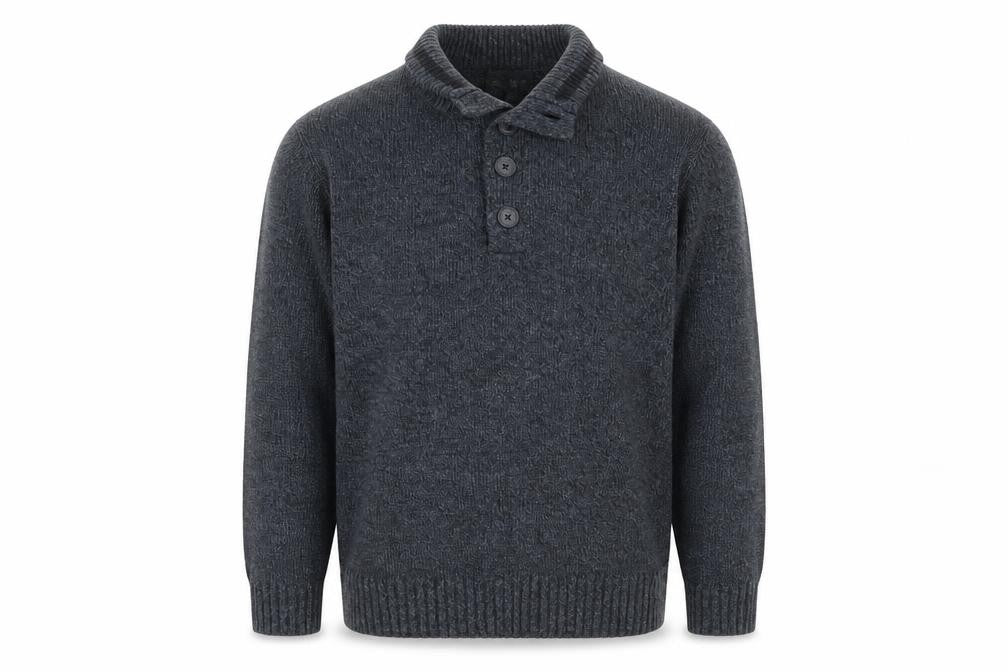 Marks & Spencer Mens Blue Collared Acrylic Pullover Jumper Size L Long Sleeve