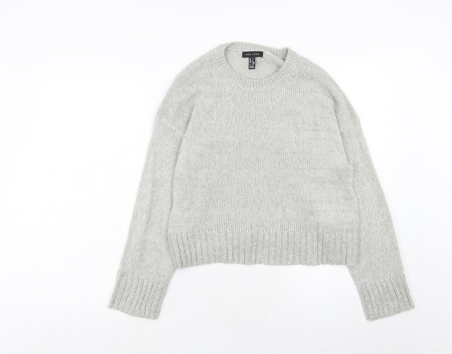 New Look Womens Grey Round Neck Acrylic Pullover Jumper Size S