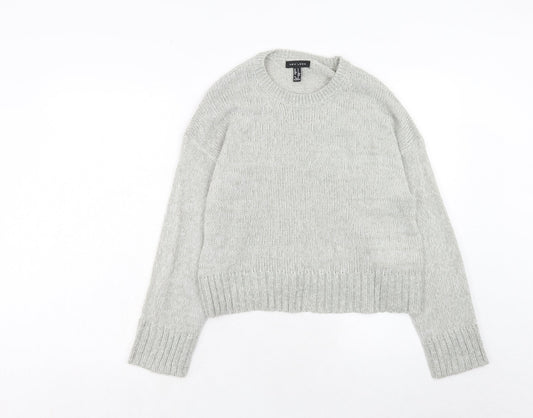 New Look Womens Grey Round Neck Acrylic Pullover Jumper Size S