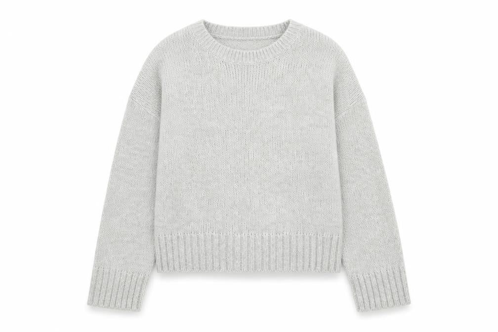 New Look Womens Grey Round Neck Acrylic Pullover Jumper Size S