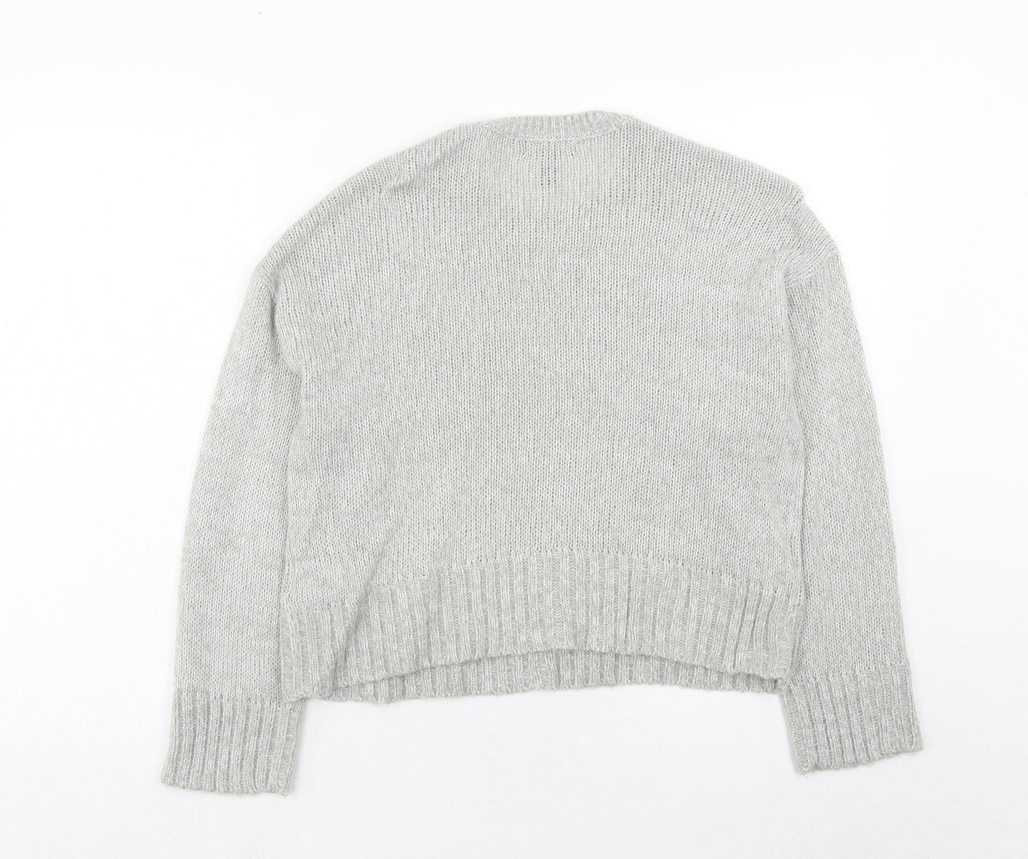 New Look Womens Grey Round Neck Acrylic Pullover Jumper Size S