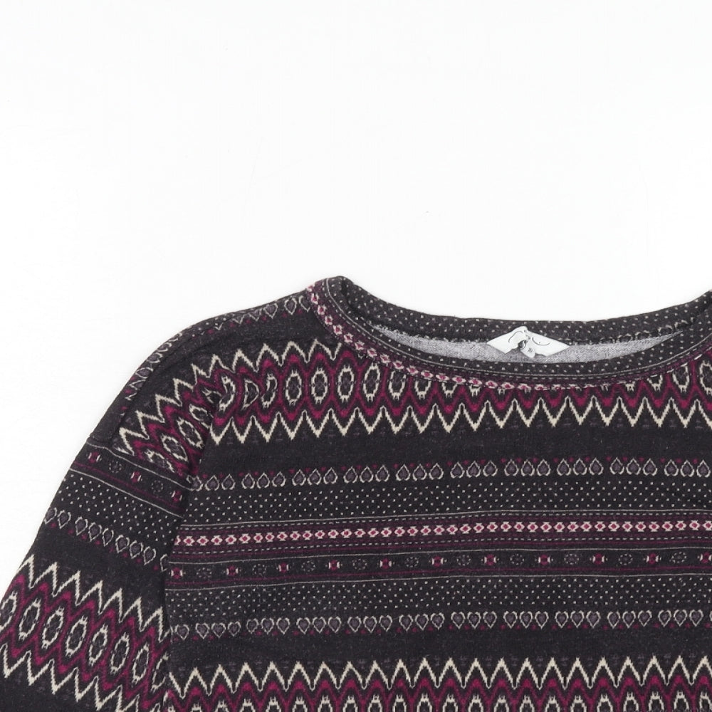 New Look Womens Purple Round Neck Geometric Polyester Pullover Jumper Size 10