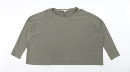 Additional front view of Miss Selfridge women’s green polyester basic t-shirt, size M, round neck