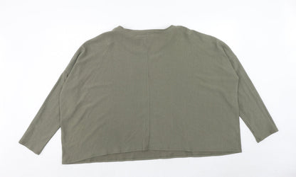 Back view of Miss Selfridge women’s green polyester basic t-shirt, size M, round neck