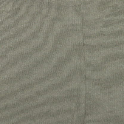 Brand and care label for Miss Selfridge women’s green polyester basic t-shirt, size M, round neck
