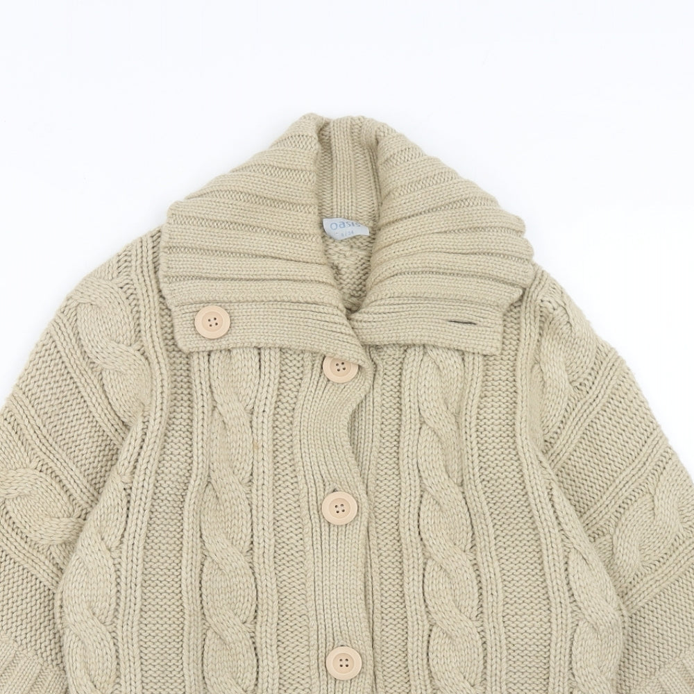 Oasis Womens Brown Collared Acrylic Cardigan Jumper Size 8
