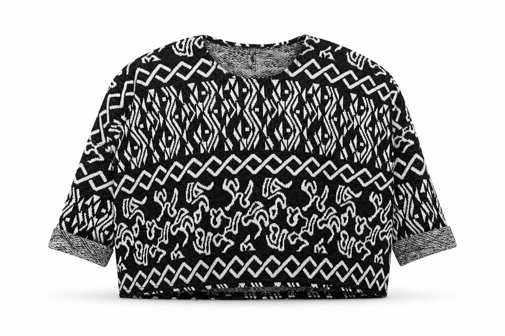 Topshop Womens Black Round Neck Geometric Acrylic Pullover Jumper Size 12
