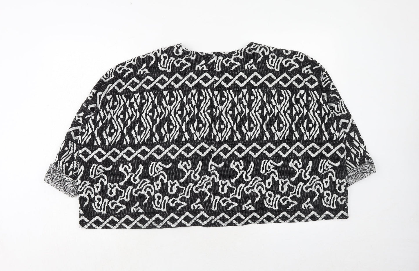 Topshop Womens Black Round Neck Geometric Acrylic Pullover Jumper Size 12