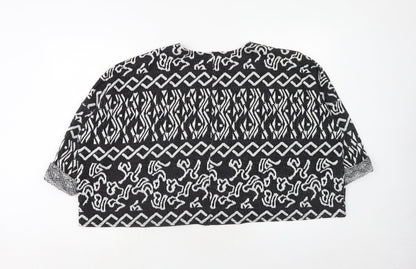 Topshop Womens Black Round Neck Geometric Acrylic Pullover Jumper Size 12