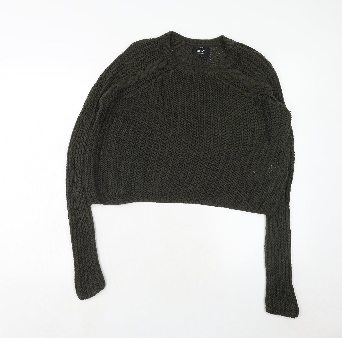 Only Womens Green Round Neck Acrylic Pullover Jumper Size XS