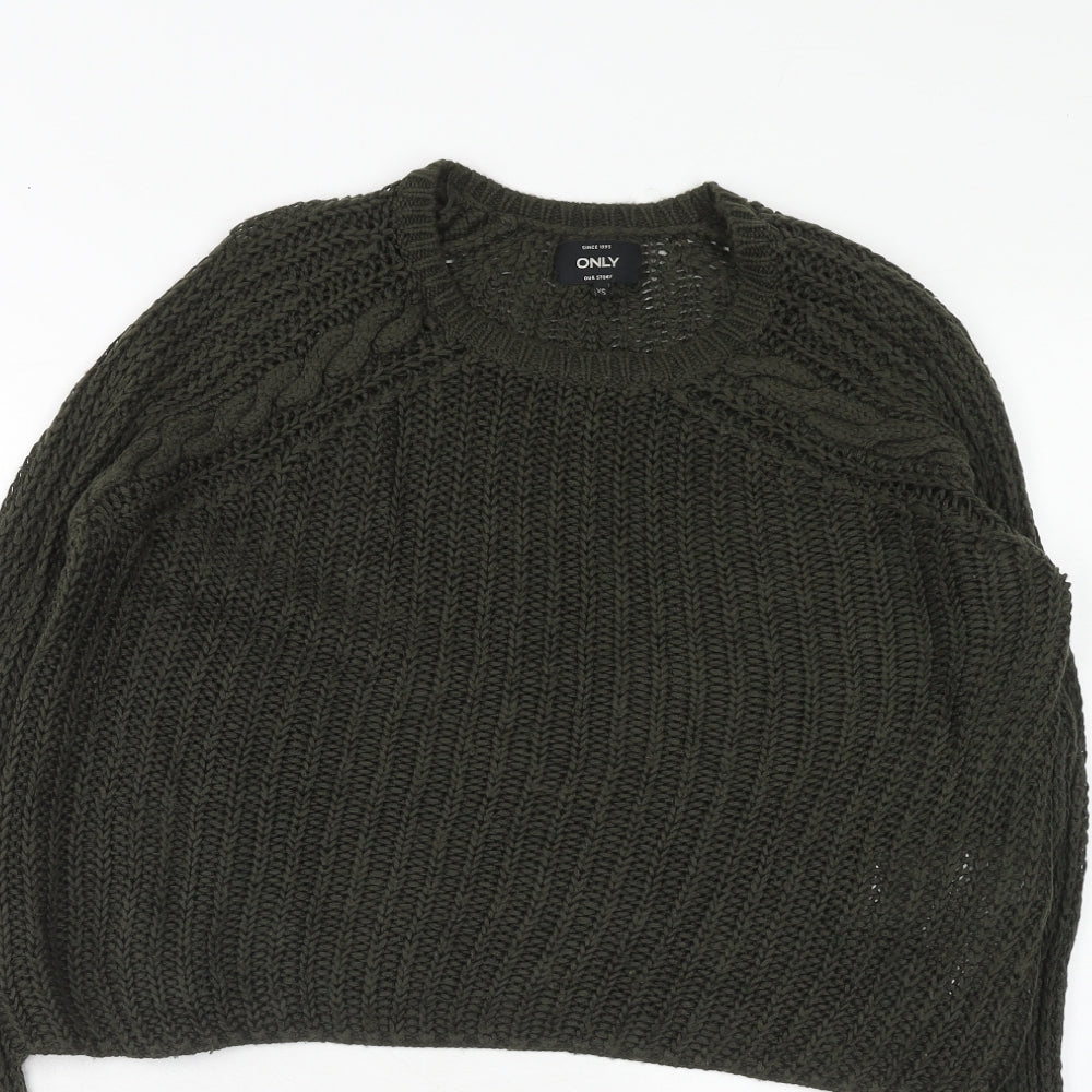 Only Womens Green Round Neck Acrylic Pullover Jumper Size XS