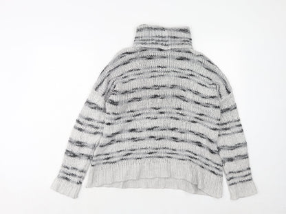 Next Womens Grey Roll Neck Geometric Acrylic Pullover Jumper Size L