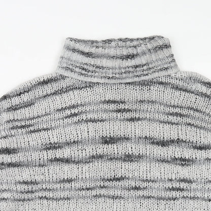 Next Womens Grey Roll Neck Geometric Acrylic Pullover Jumper Size L