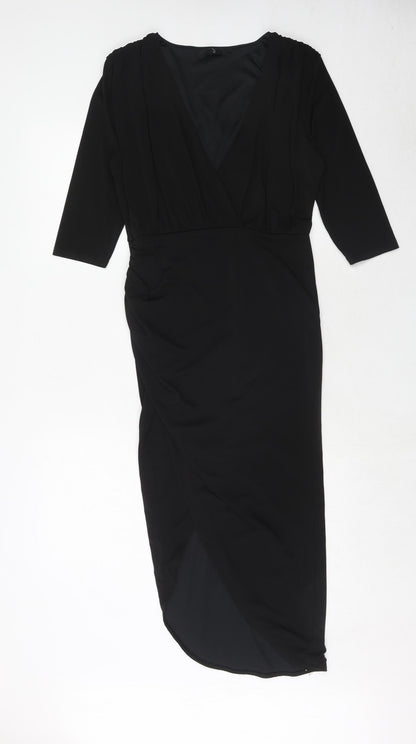 Additional front view of Missguided women’s black polyester sheath, size UK 10, v-neck pullover