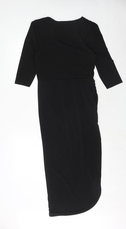 Back view of Missguided women’s black polyester sheath, size UK 10, v-neck pullover