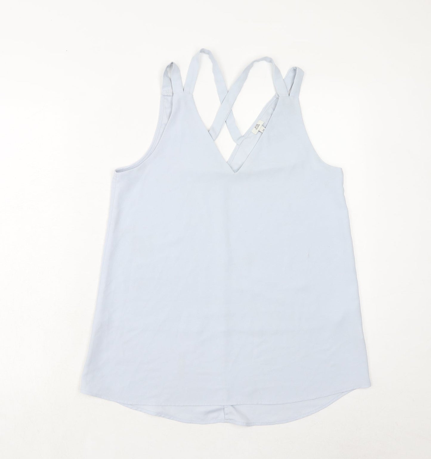 River Island Womens Blue Polyester Basic Tank Size 10 V-Neck