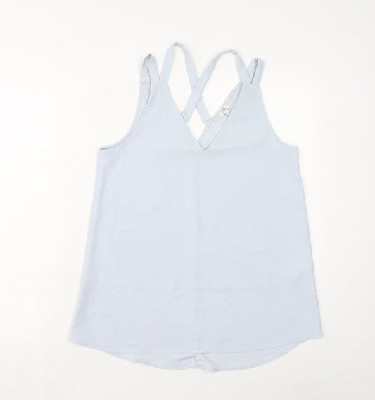 River Island Womens Blue Polyester Basic Tank Size 10 V-Neck