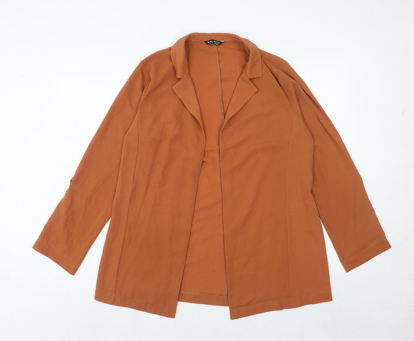 Select Womens Orange Polyester Jacket Blazer Size 14 Pullover