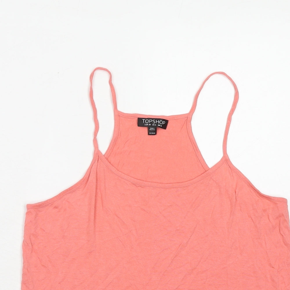 Topshop Womens Pink Viscose Basic Tank Size 10 Round Neck