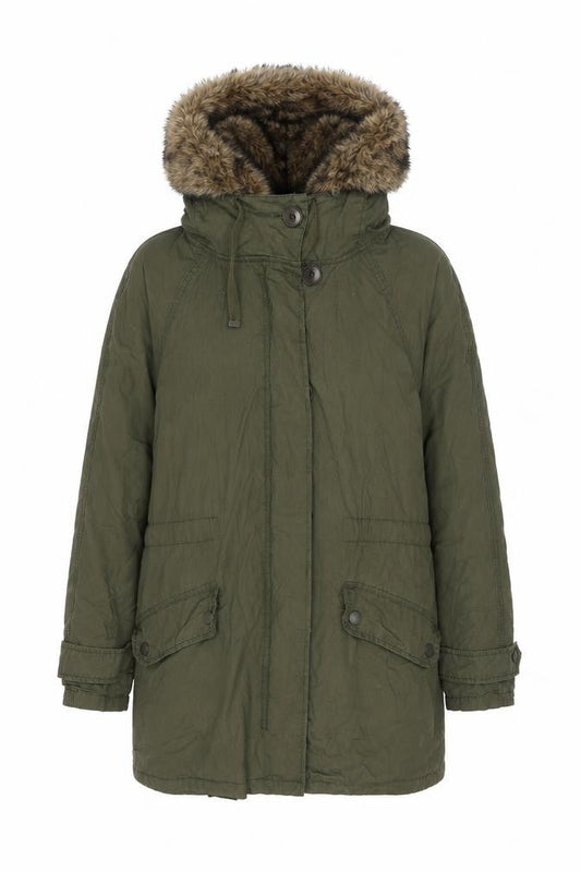 Topshop Womens Green Parka Coat Size 6 Zip