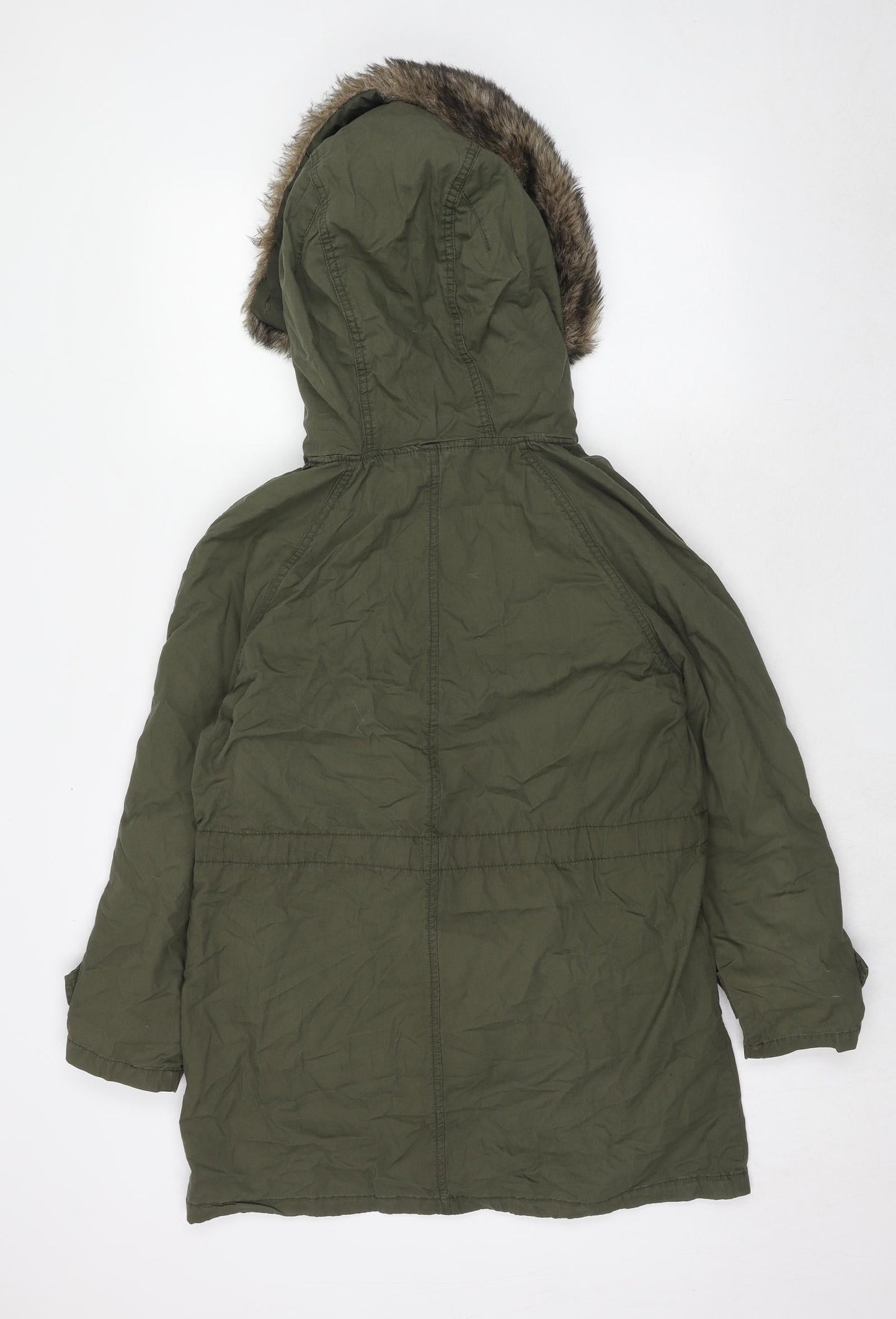 Topshop Womens Green Parka Coat Size 6 Zip