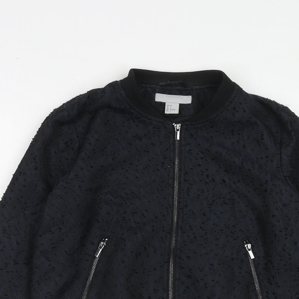 H&M Womens Blue Bomber Jacket Jacket Size 8 Zip