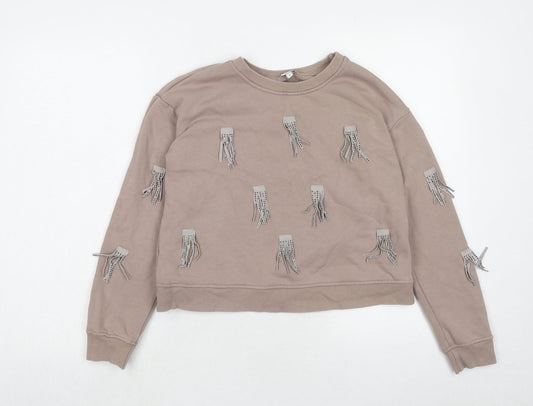 River Island Womens Brown Cotton Pullover Sweatshirt Size 6 Pullover