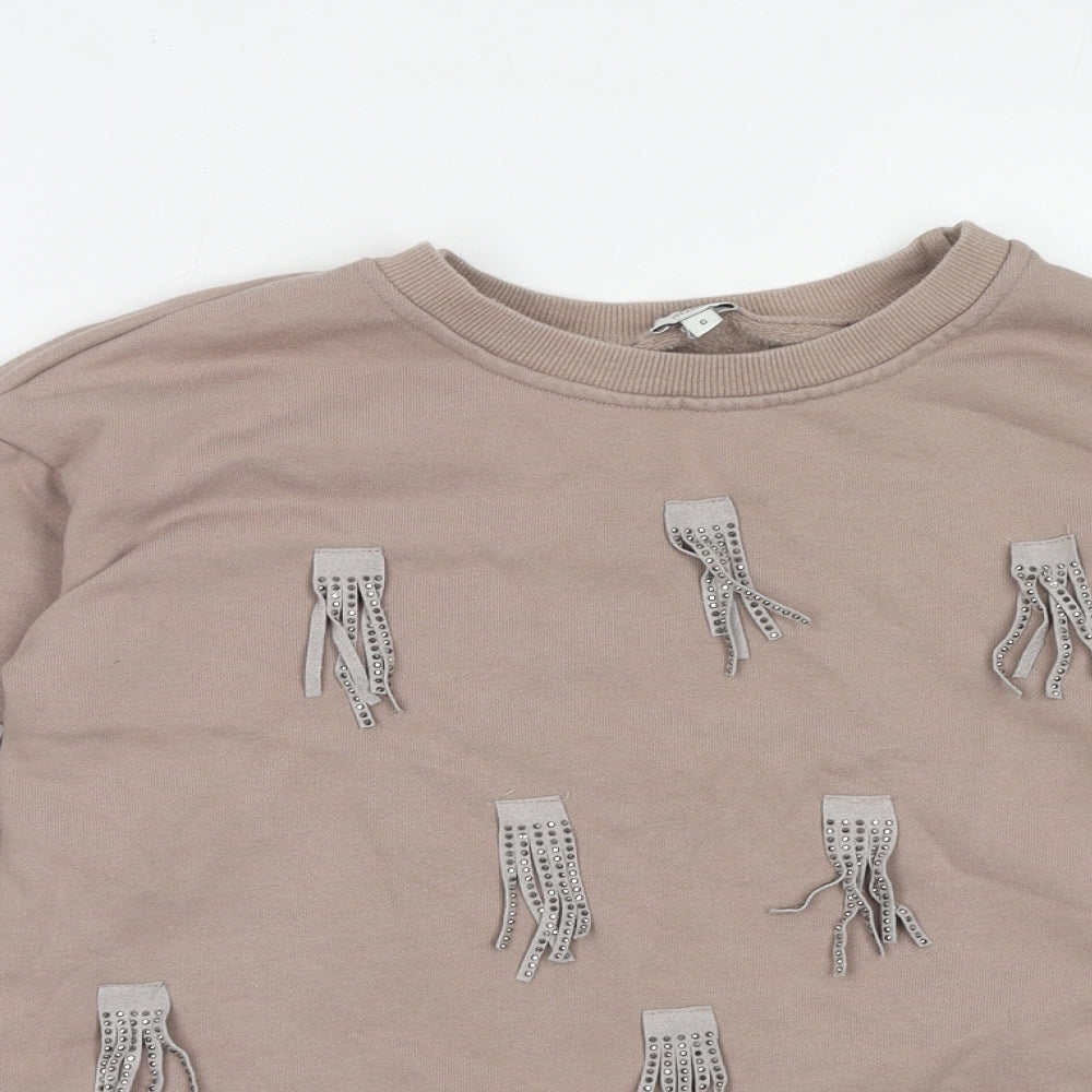 River Island Womens Brown Cotton Pullover Sweatshirt Size 6 Pullover
