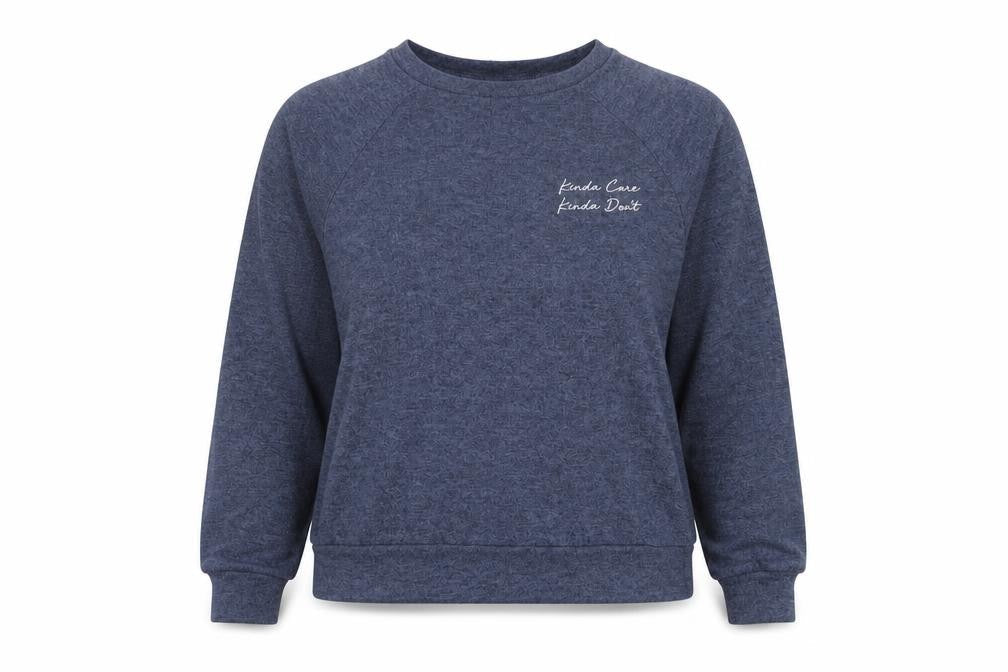 New Look Womens Blue Polyester Pullover Sweatshirt Size S Pullover - Kinda Care Kinda Don't