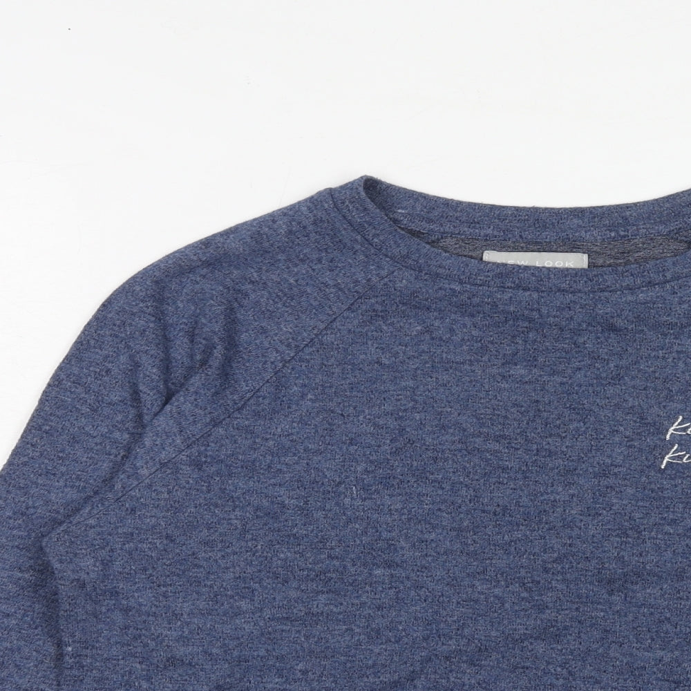 New Look Womens Blue Polyester Pullover Sweatshirt Size S Pullover - Kinda Care Kinda Don't