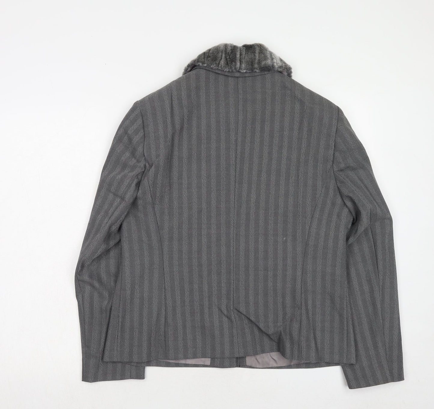 Max Pierre Womens Grey Striped Wool Jacket Suit Jacket Size 14